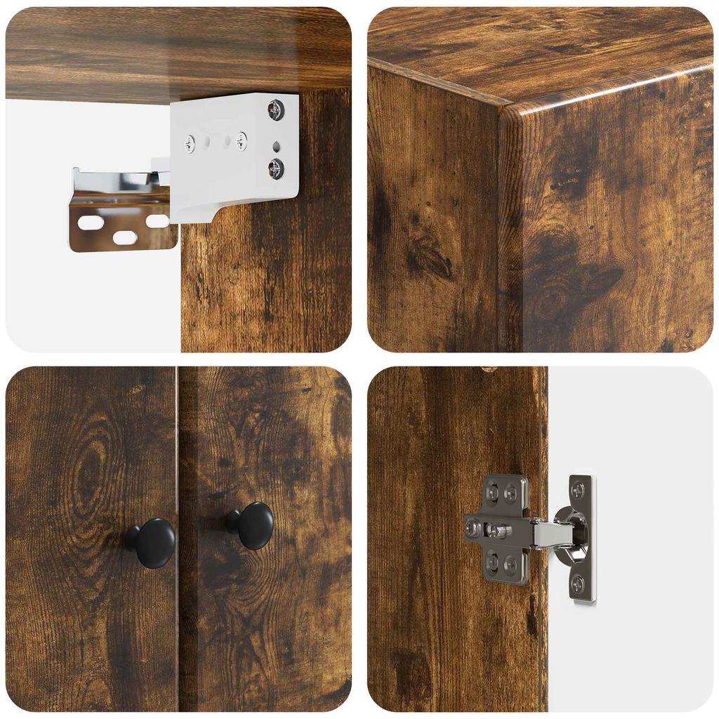 Wall Mounted Cabinet Smoked Oak Finish 59 x 31 x 60 cm Engineered Wood