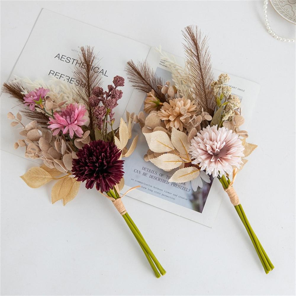 Silk Chrysanthemum Bouquet Silk Artificial Floral Arrangement Artificial Flowers Vibrant Reed Decorative Flowers For Home Diy