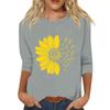 Women's Fashion Loose Casual Seven 3/4 Sleeve Printed Round Neck Pullover Top