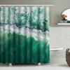 Grüner Wellenmuster Duschvorhang Wasserdicht Badezimmerdeko Wasserfall Gedruckter Stoff Badewanneneinlage Für Heimdekoration