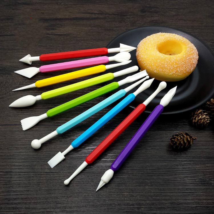 9pcs Baking Tools Flower Carving Group Cake Tools Decorative Pen Turn Sugar Tools Modeling Knife