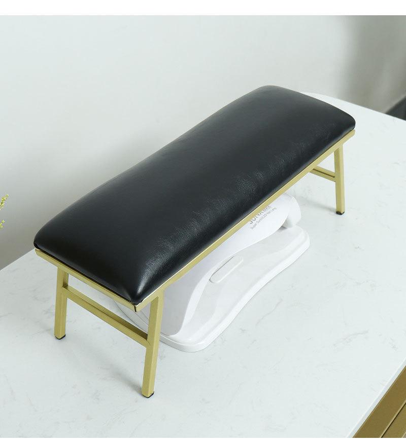 Elevated Manicure Hand Rest Set with Iron Art, Leather, and Non-Slip Pad - Fits Manicure Lamp