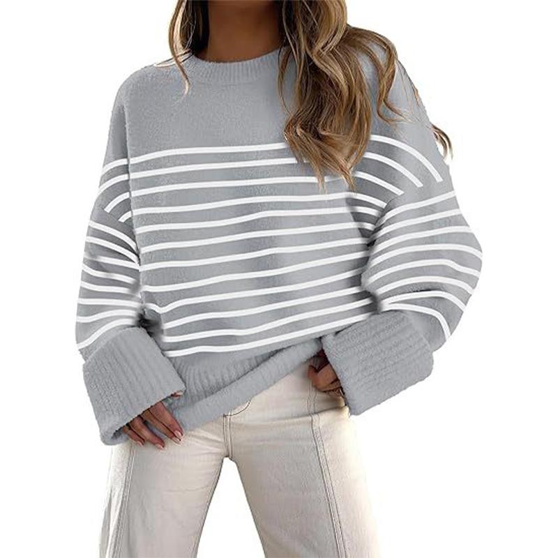 Herbst Winter Vintage Warm halten Strickpullover für Frauen Übergroßer Pullover Einfarbig Verdickter Pullover Strickwaren
