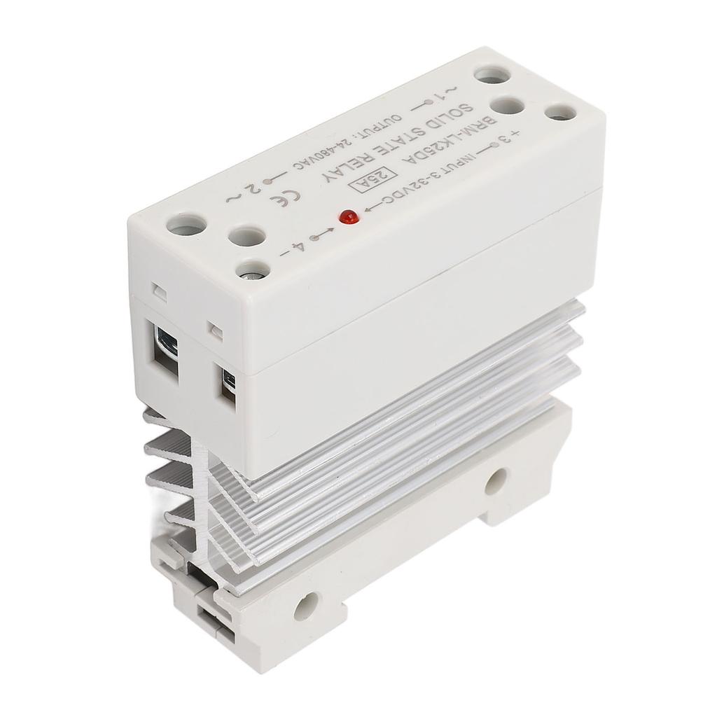 DC to AC 25A Single Phase SSR Module High Sensitivity Low Noise Solid State Relay with Heat Sink Input 3‑32VDC Output