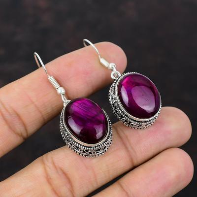 Paarse vuur labradoriet oorbel 925 sterling zilveren oorbellen edelsteen oorbel handgemaakte sieraden vintage oorbel cadeau voor haar designer oorbel