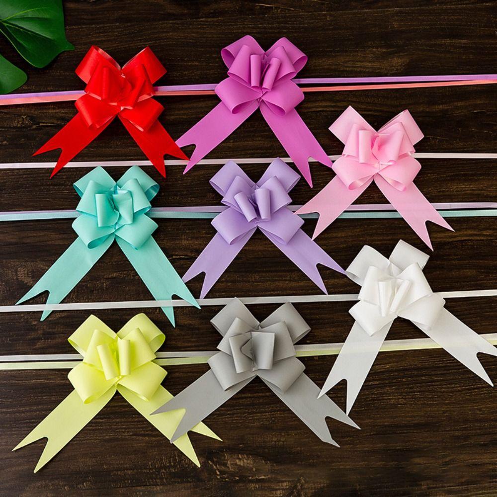 

10 шт. лента с блестками, тянуть бант, подарочная упаковка, тянуть бант, узел, декор для вечеринки, ленты с цветком