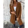 2026 Autumn Winter New Women's Solid Color Lapel Cardigan with Pockets Single Breasted Mid-Length Outerwear