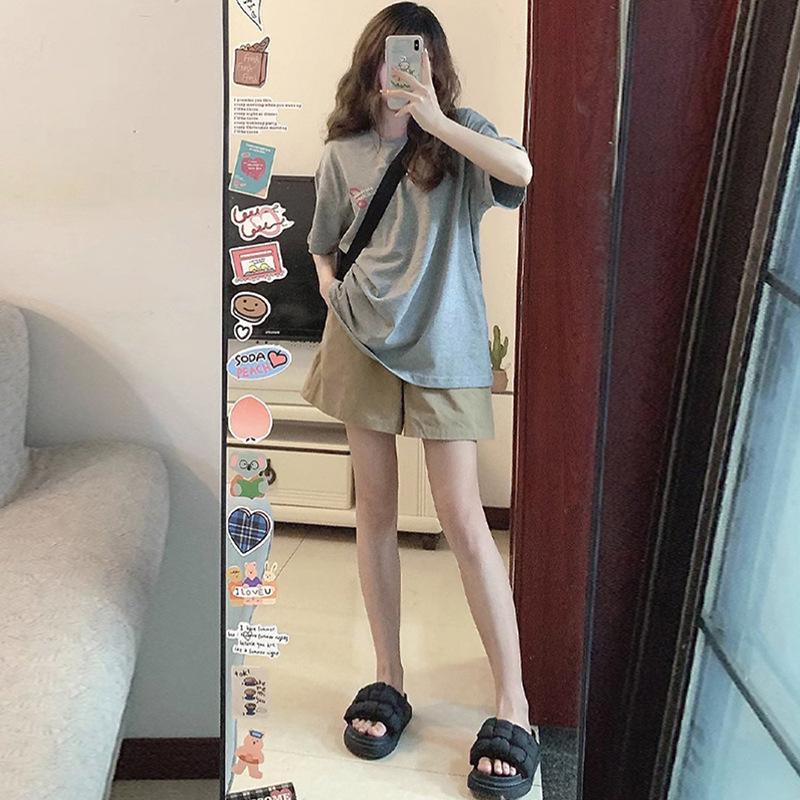 

Женские летние 2025 года шорты карго из хлопка и льна цвета хаки с широкими штанинами 2XL (Recommended 126-145 jin) хаки