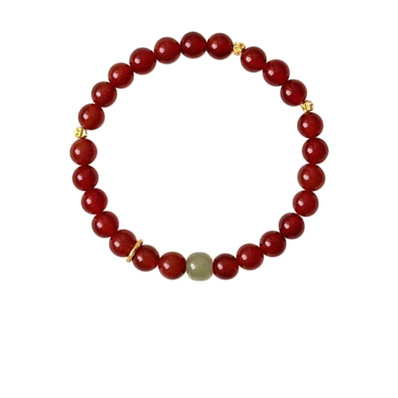 

Натуральный браслет из агата и нефрита Хэтянь, нишевый модный универсальный браслет, модный, с высоким чувством стиля, в национальном стиле, ручное ювелирное изделие