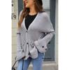 2026 Neue modische V-Ausschnitt Strickjacke Lockerer Pullover Langarm Tasche Oberteil