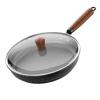Flat Bottomed Stir Fry Pan Wood Handle Omelette Skillet Multipurpose Frying Pan  Steak