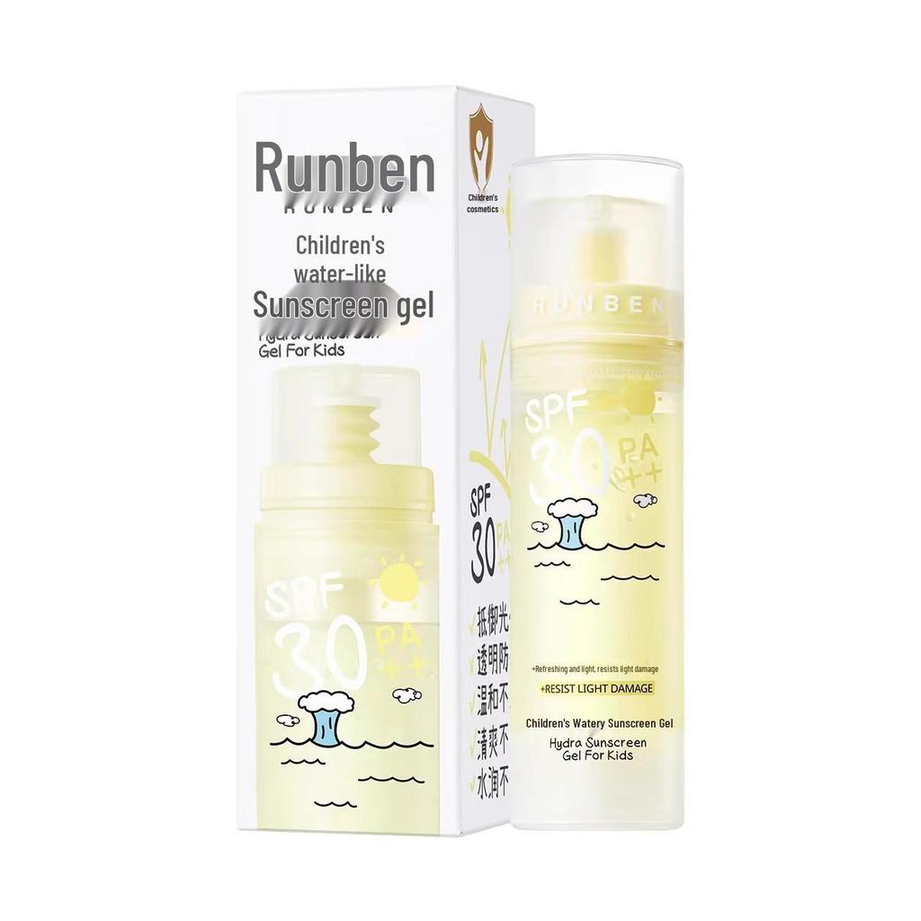 Runben Baby Skincare Transparent Gel Sunscreen - Watery Physical Protection for Children