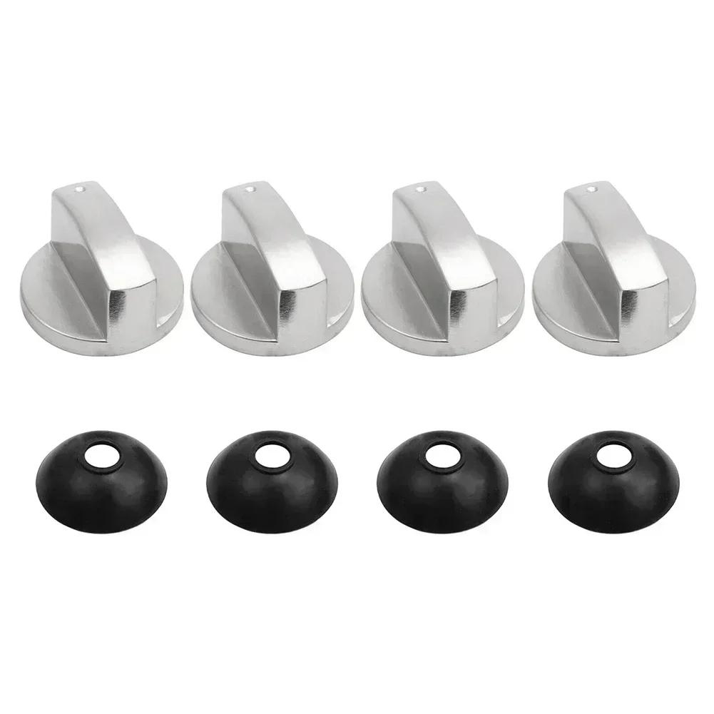 4pcs 4mm Stove Control Knobs Gas Hob Knob Metal Range Burner Switch Button Zinc Alloy Knobs Replacement For Cooktop Stove Oven China Mainland