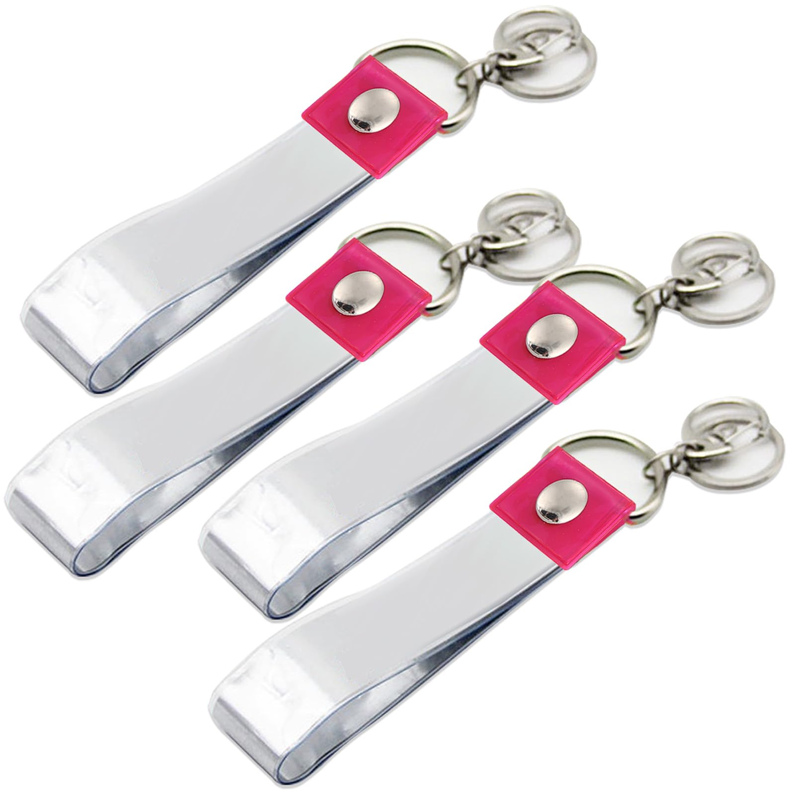Rimikuru Silver Tape Holder, Silver Tape Keychain, 25cm Long, 2.5cm Wide, Set of 4, Storage Case, Holder, Strap Case (Pink)