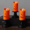 3pcs Halloween Pumpkin LED Candle Holder Set Flameless Night Light Electronic Decorative Tabletop Ornament for Home Party Bar Decor