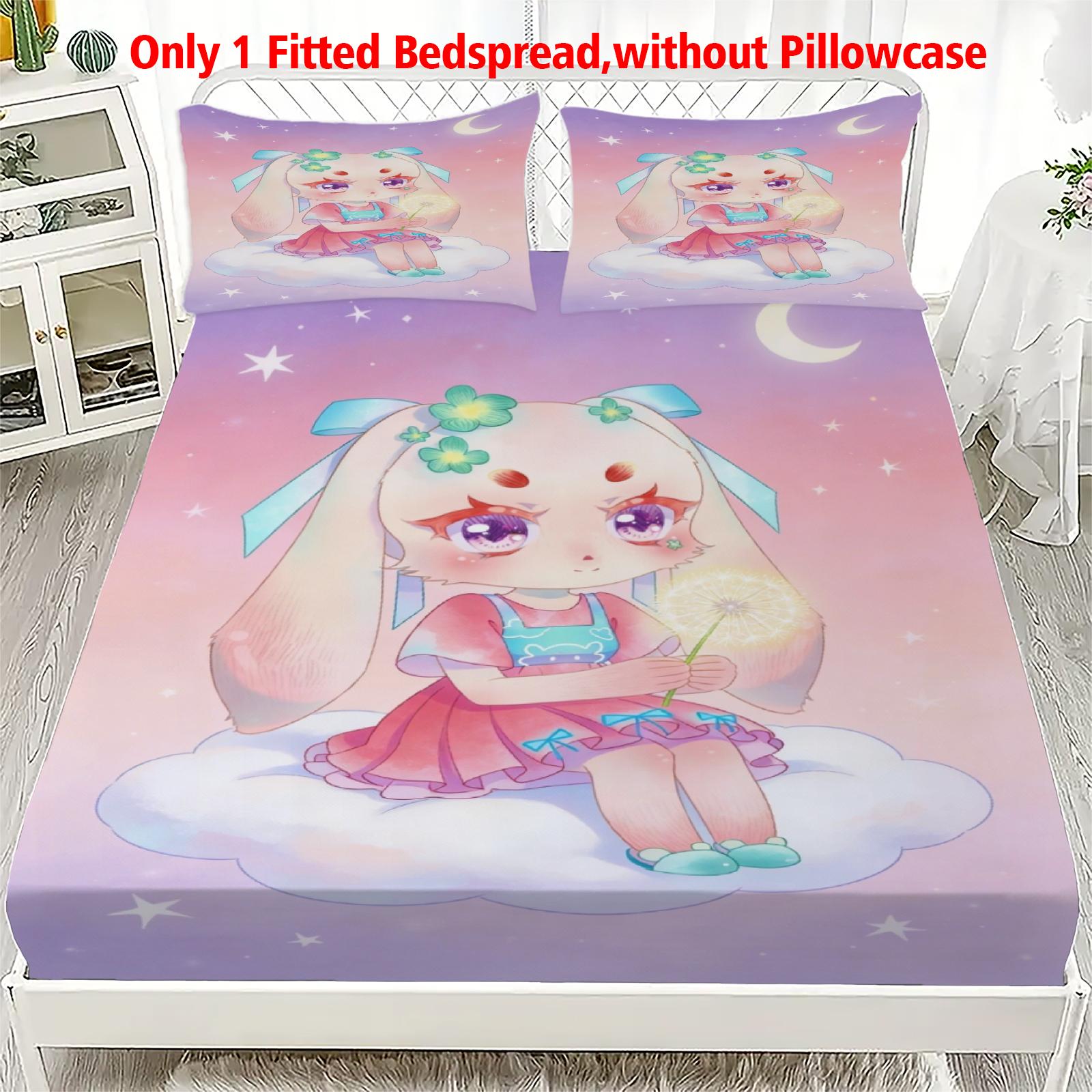 

3pcs Fitted Sheet Set Soft Fluff Town Lulu-Sleepy Bunny Breathable Fitted Sheet Set for Home Decor with 2 Pillowcases For Kids 99x190x25cm