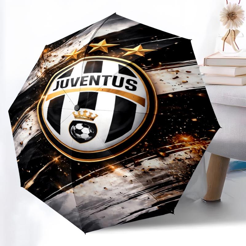 1pz Robusto Ombrello Automatico a 8 Stecche, Ombrello del Juventus Football Club, Stampato Digitalmente, Ombrello Pieghevole per Uso Esterno in Movimento