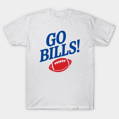 Asian Size Men Black Print T-shirt Go Bills! No-Cut Heat Transfer Print Cotton Tshirt