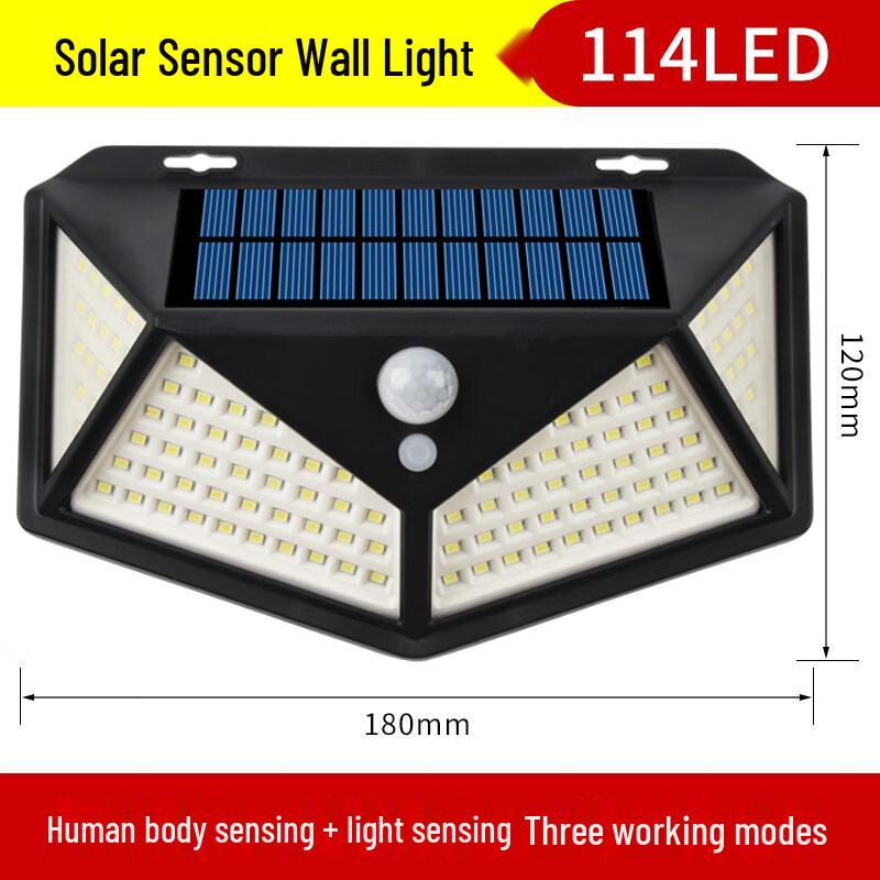 Lishi Outdoor Waterproof Solar Motion Sensor Light 114 LED Large Solar Panel
