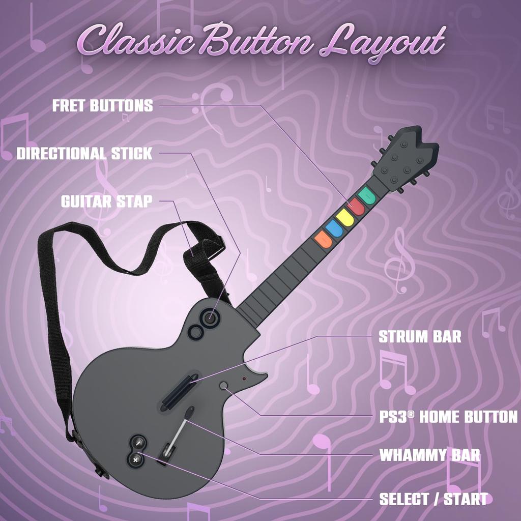 HYPERKIN Hyper Strummer Guitar Controller for PlayStation and Windows PC Wireless Gaming Guitar Compatible with Guitar Hero and Rock Band Games Rock