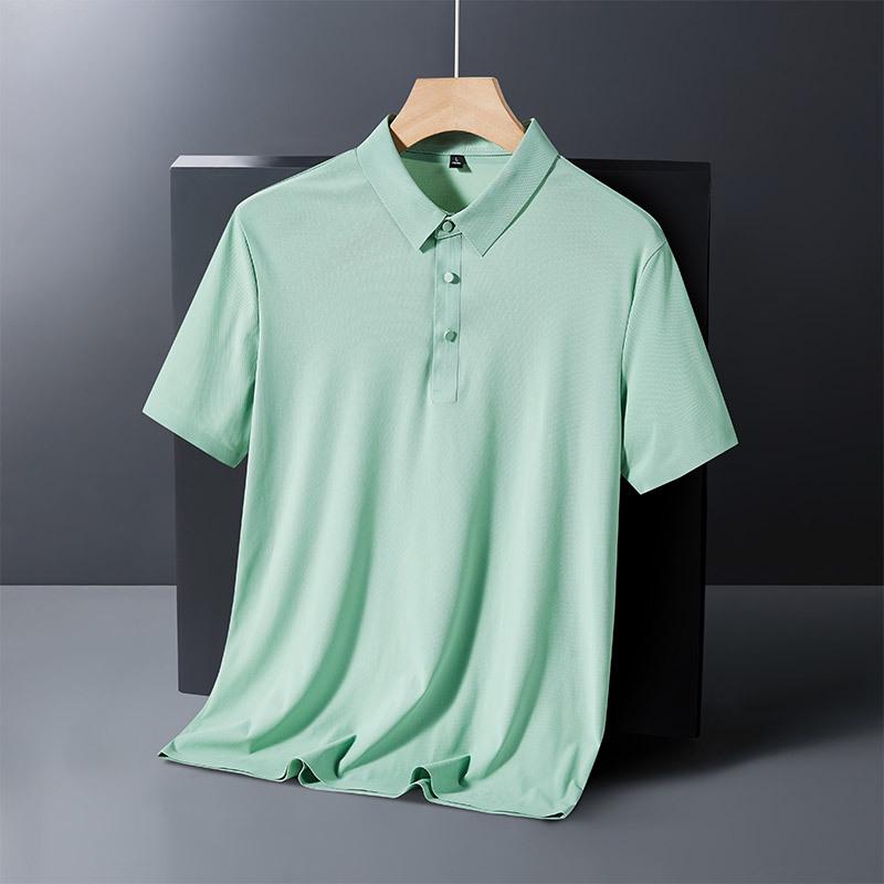 Ice Silk Men's Stretch Polo Shirt: Summer Lightweight, High-End Business Casual, Short Sleeve, Turn-Down Collar