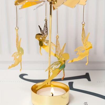 1 Piece, Candle Decoration Jar Candle Accessories, Aromatherapy Candle Candle Holder, Tray Girl Heart Shaped Gold Walking Horse Light Candle Holder