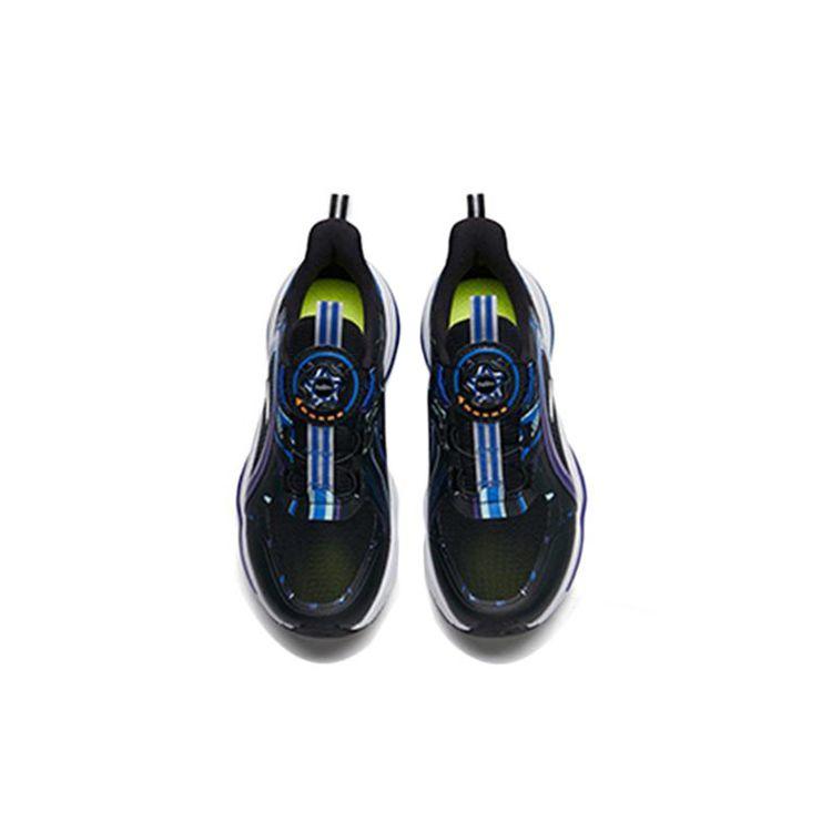 Anta Rotating Buckle Shock Absorbing Wear Resistant Breathable Low Top Kids Running Shoes Kids Running Shoes Black Blue 312225550-5