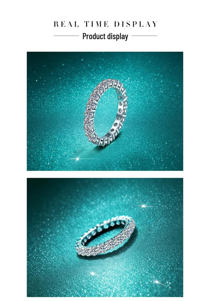 S925 Sterling Silver Moissanite Stackable Ring for Women, 2.2 Carat Platinum-Plated High-End Design