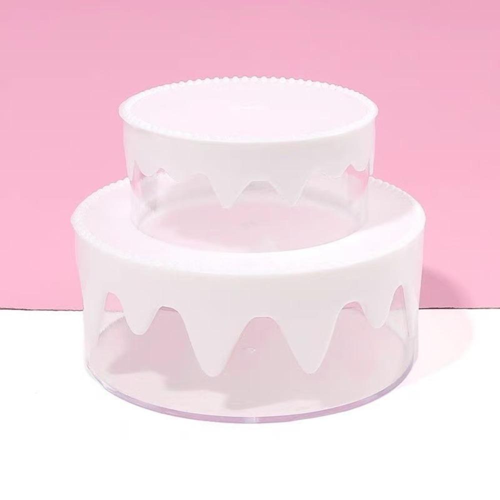 Cute Transparent Cream Cake Box Double Layers Cake Shape Plastic Box Handmade Jewelry Container DIY Storage Box белый