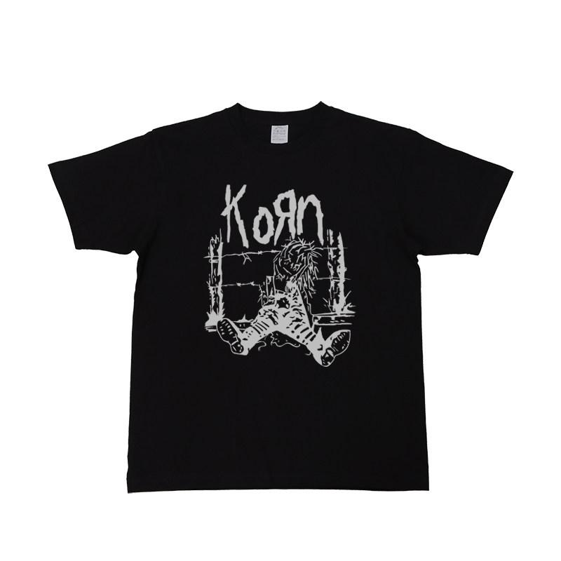

KORN Vintage Shortsleeved Tshirt Rock Band European and American Trendy Brand Americanstyle Straight Shoulder Cotton Fabric 4XL