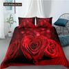 Rose Duvet Cover Collection Red And White Rose Bedding Collection For Lover Couple Polyester Comforter Cover ValentineS Day Gift King Size