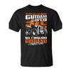 Funny Farmer Tractor Driver T-Shirt | Italian Humor Design with Guiding My Slogan, Black Orange, Casual Crew Neck, Regular Fit for Men Farming