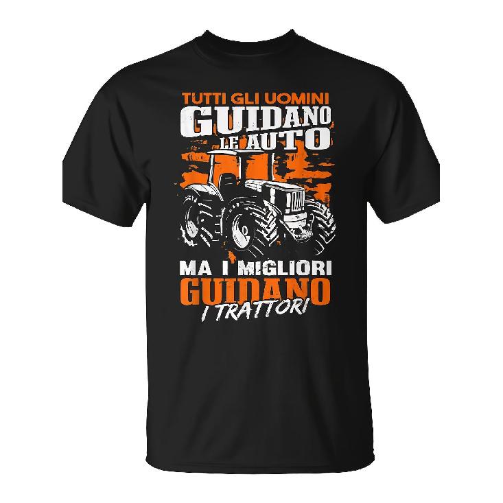 Funny Farmer Tractor Driver T-Shirt | Italian Humor Design with Guiding My Slogan, Black Orange, Casual Crew Neck, Regular Fit for Men Farming
