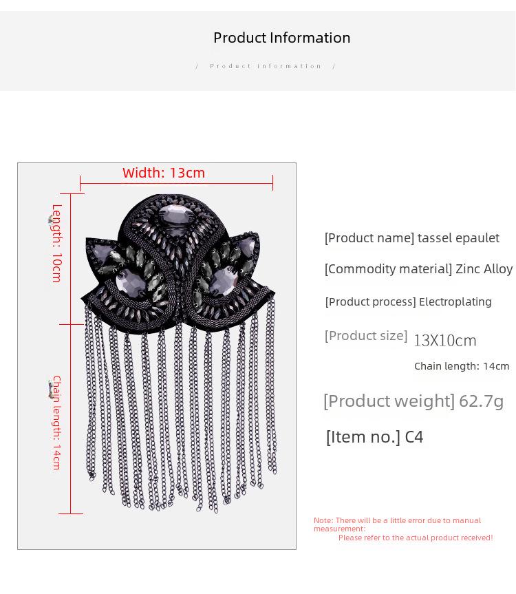 Gold Tassel Metal Shoulder Badge: Retro Punk Armband Jewelry