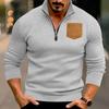Winter new casual men's half-zipper stand-up collar sticker bag thick sweater pullover