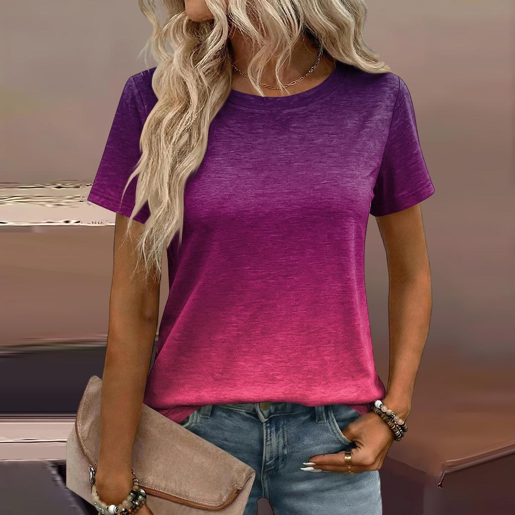 Damen Mode Lässiges Bedrucktes T-Shirt mit Lockerer Passform