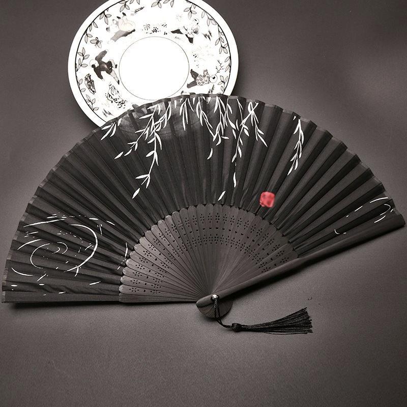 Handmade Painting Folding Fan Wedding Decoration Props Ancient Style Fan Bamboo Fan Living Room Decorations