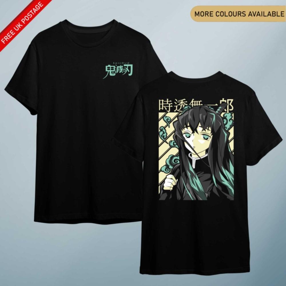 Muichiro Anime T shirt Slayer Demon Samurai Shirt T Shirt Top Gift Front Back S