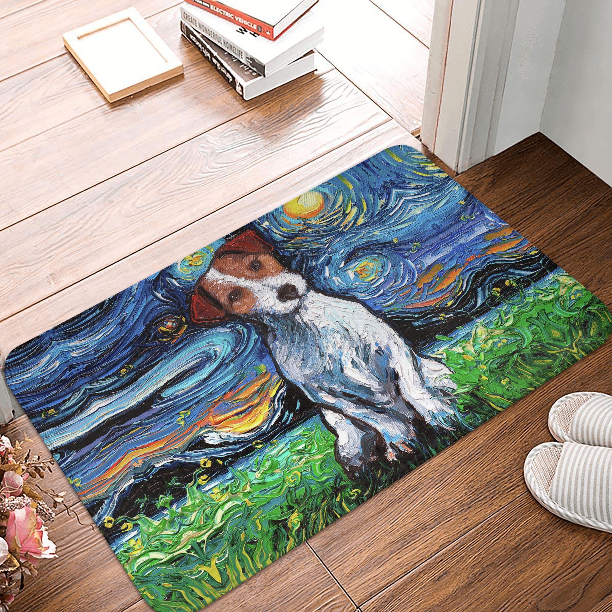 

Retro Starry Night German Shorthair Pointer Doormat Anti-Slip Kitchen Bathroom Mat Garden Garage Door Floor Entrance Carpet Rug 40cmx60cm