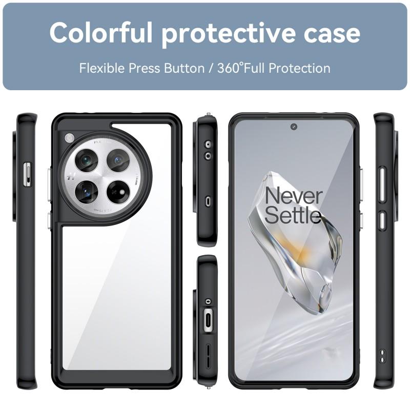 For OnePlus 12 5G Phone Case WANLONFENG XC Series TPU Acrylic Cover with Tempered Glass (Big Lens Hole)