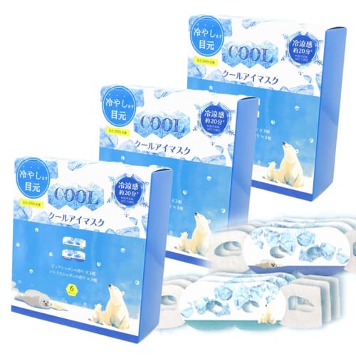 

Cool Eye Masks, Nagara COOL Eye Masks, 6 Masks x 3 Boxes, Open Eye Coverage (3 Masks per Box: Pure Soap Scent, 3 Masks per Box: Citrus Soap Scent),