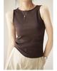 Summer new threaded versatile vest slim-fitting sleeveless tight top slimming one-word collar top trendy