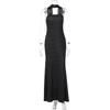 Women European Style Polka Dot Ribbon Strapless High Waist Slim Sexy Dress
