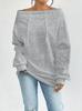Women's Off Shoulder Long Sleeve Top Loose Fit Casual Solid Color Drawstring Midi Sweatshirt Daily Pullover