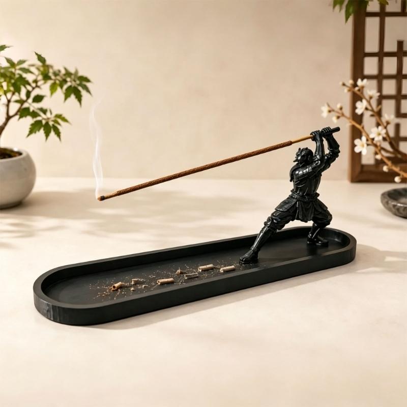 Quiet Corner Stick Stand Statue with Long Tray for Shelf Desk Display Piece, 7.5 X 3.1 X 3.9 In Figure Form for Reading Corner Styling
