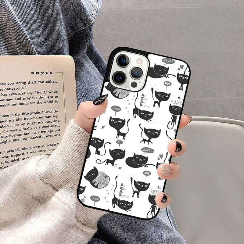 Schwarze Katze Cartoon Niedliche Handyhülle Für iPhone 17 Air 16 15 14 plus 11 12 13 Pro Max Hülle Abdeckung Schale