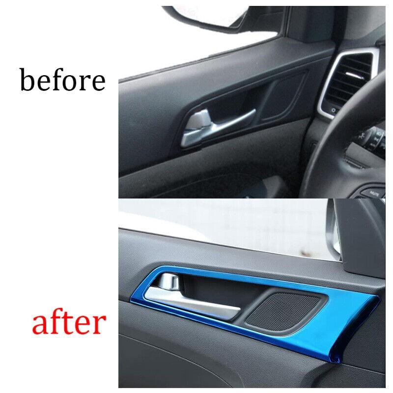 Fit For Hyundai Tucson 2016-2021 Titanium Blue Inner Door Handle Cover Trim 4PCS