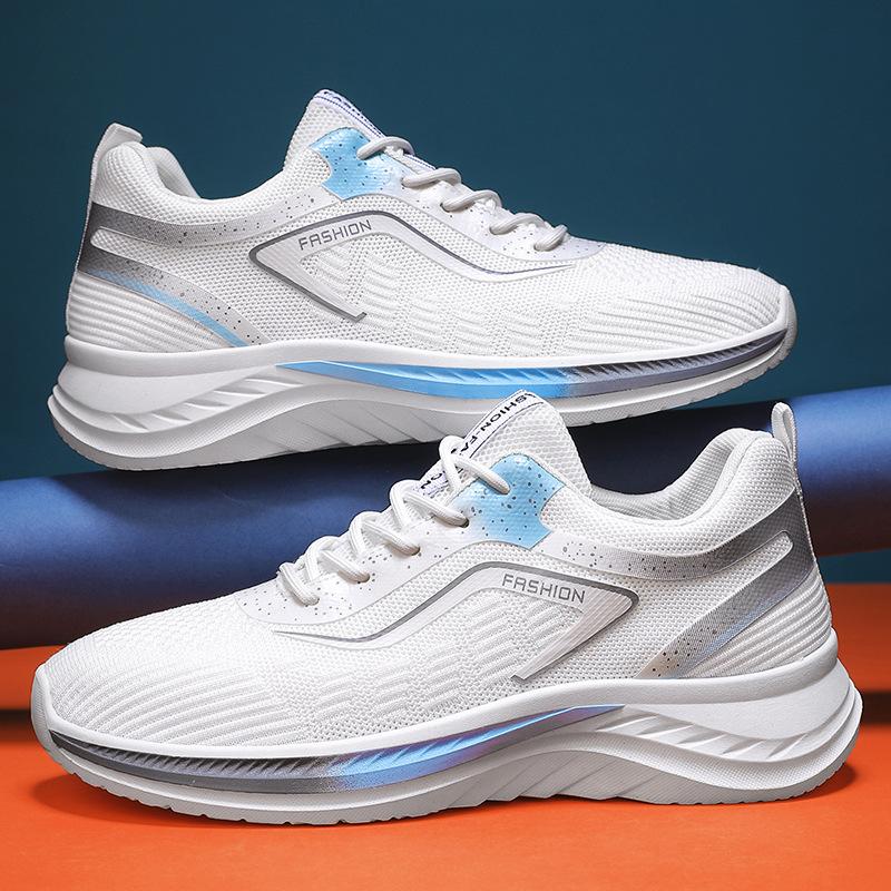 2024 New Daily Youth Outdoor Running Shoes Fashionable Thick-soled Heightening Fly-woven Summer Breathable Sports Men's Shoes