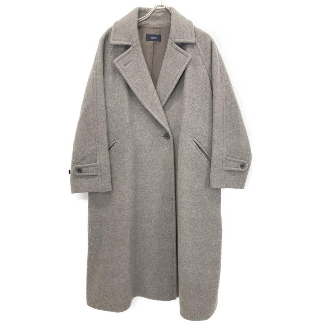 YLEVE 168-2210205 22 Years Grey SUPER 100S MELTON BELTED COAT Chesterfield Coat Coat 2 grayUsed