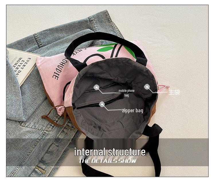 Floral Print Canvas Shoulder Handbag: Trendy Pleated Drawstring Design for Women